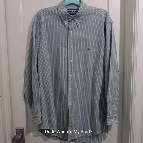 RALPH LAUREN BLUE LABEL YARMOUTH OXFORD - MEN'S SIZE 17 (34-35) - LIGHT GREEN - Picture 1 of 4